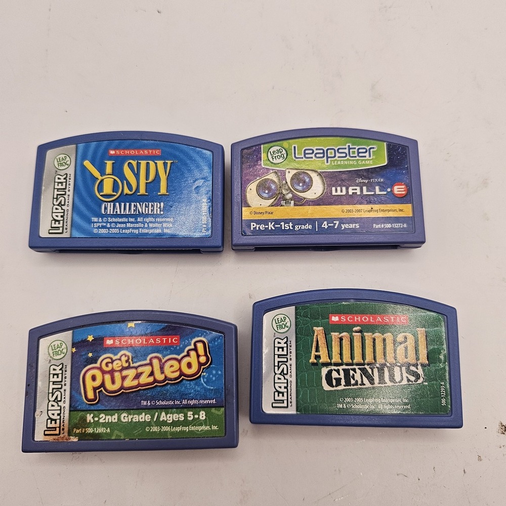 Leap Frog Leapster Games I Spy Animal Genius Wall-E Get Puzzled LOT OF 4